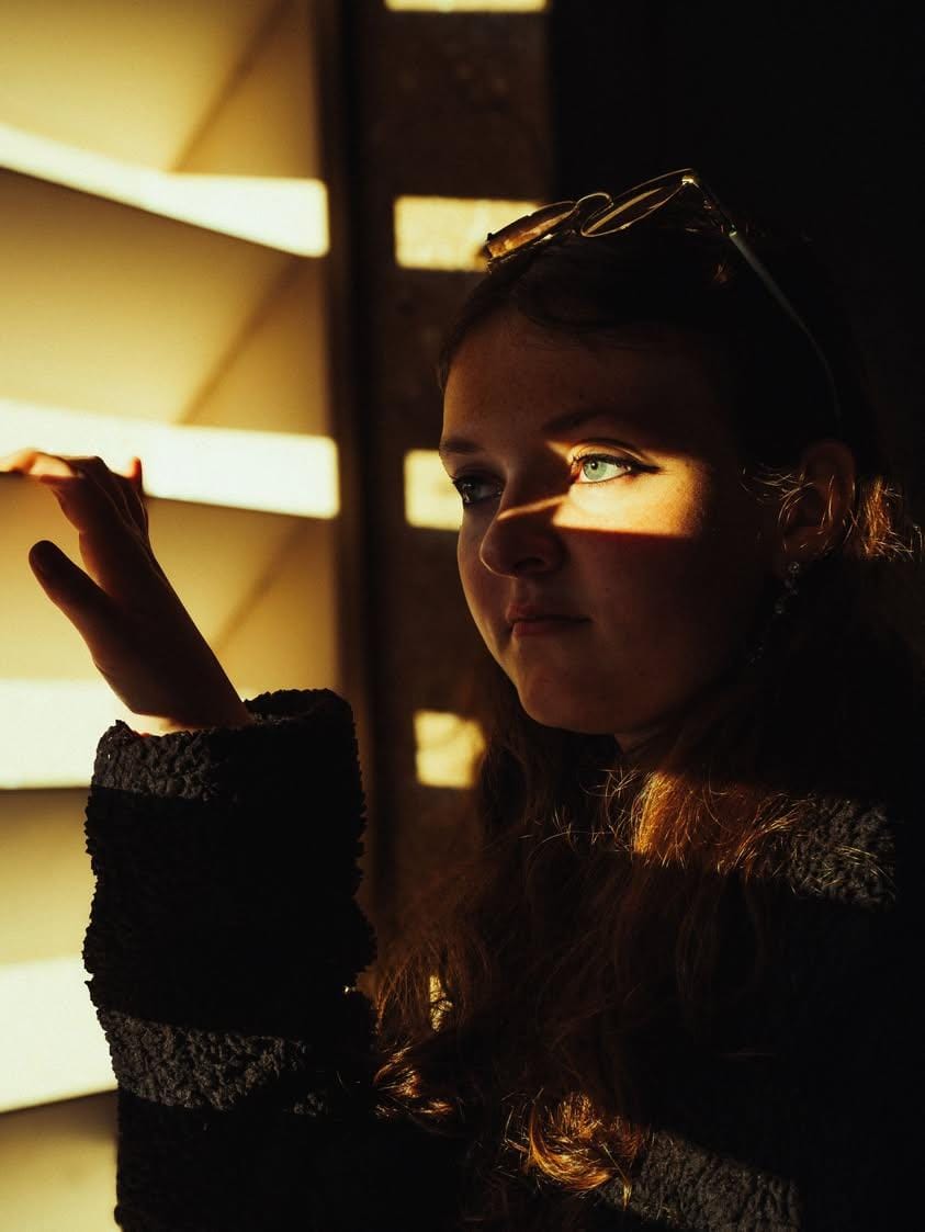 Window blind light portrait