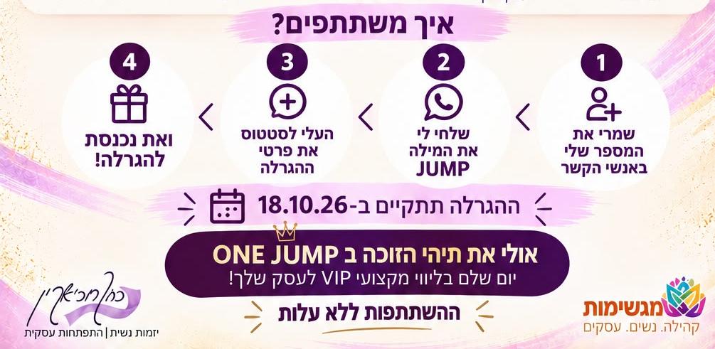 ארבעת הצעדים להשתתפות בהגרלת ONE JUMP, תאריך ההגרלה והפרס