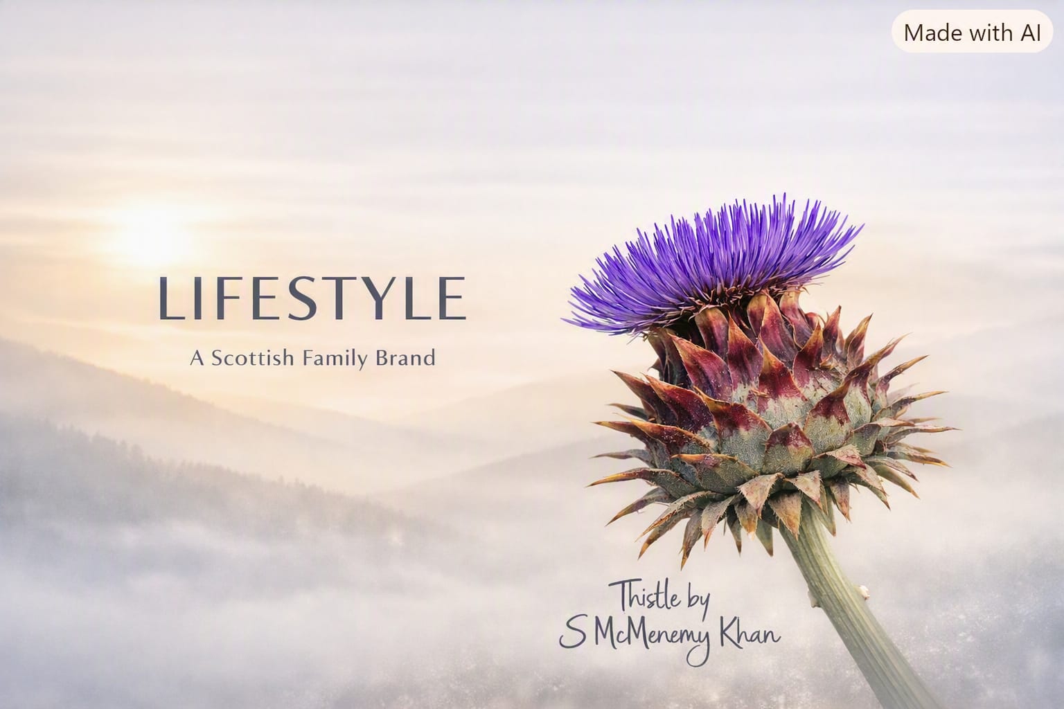 So Scottish: A Scottish Family Brand header graphic with thistle photograph