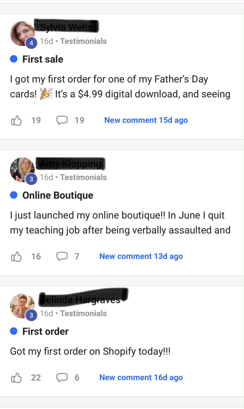 Client testimonial screenshot